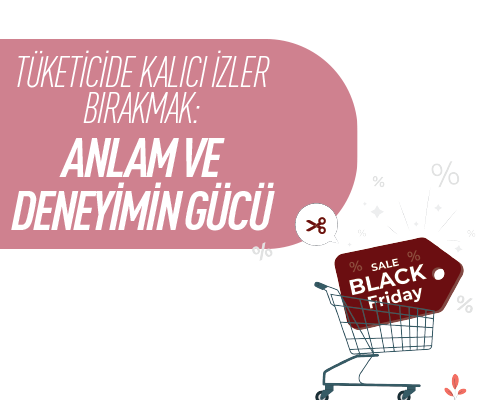 Tüketicide kalıcı izler bırakma başlığı ve alışveriş sepetinde indirim görseli